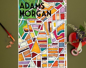 Adams Morgan Neighborhood Map Art Print