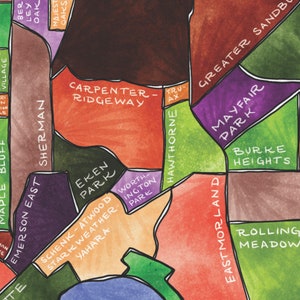 Madison Neighborhoods Map Art Print