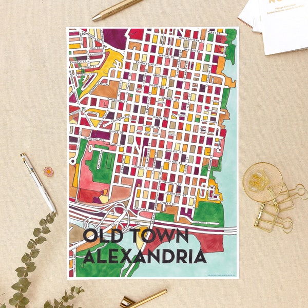 Old Town Alexandria Neighborhood Map Art Print