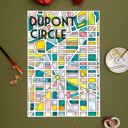 Dupont Circle Neighborhood Map Art Print - Etsy