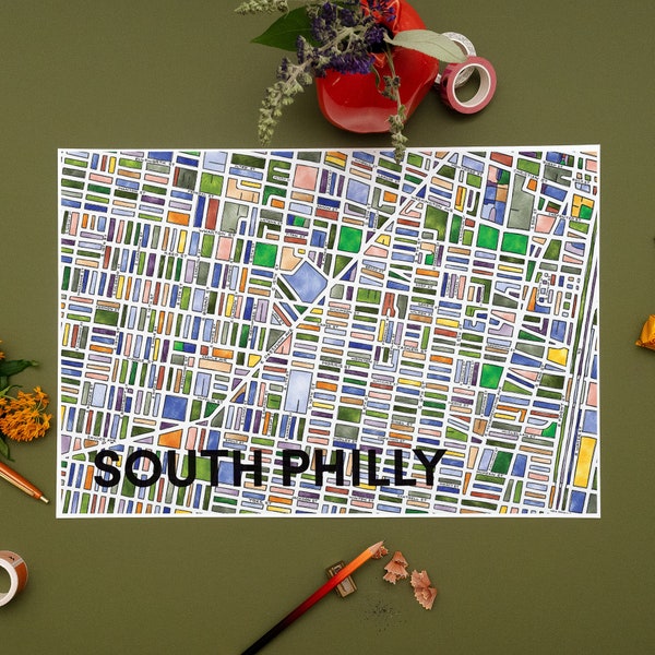 South Philly Neighborhood Map Art Print