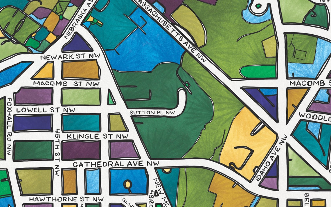 Cathedral Heights Neighborhood Map Art Print Etsy