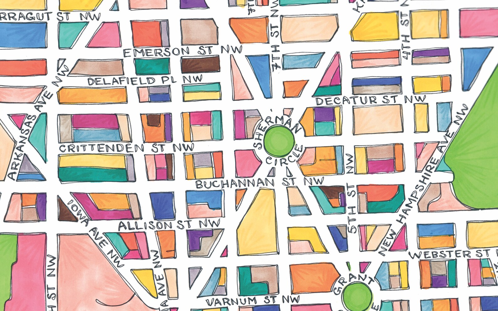 Petworth Neighborhood Map Art Print Etsy