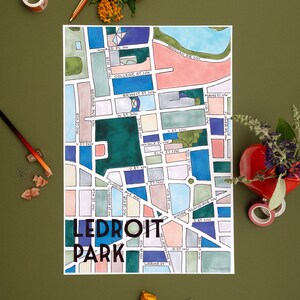 LeDroit Park Neighborhood Map Art Print