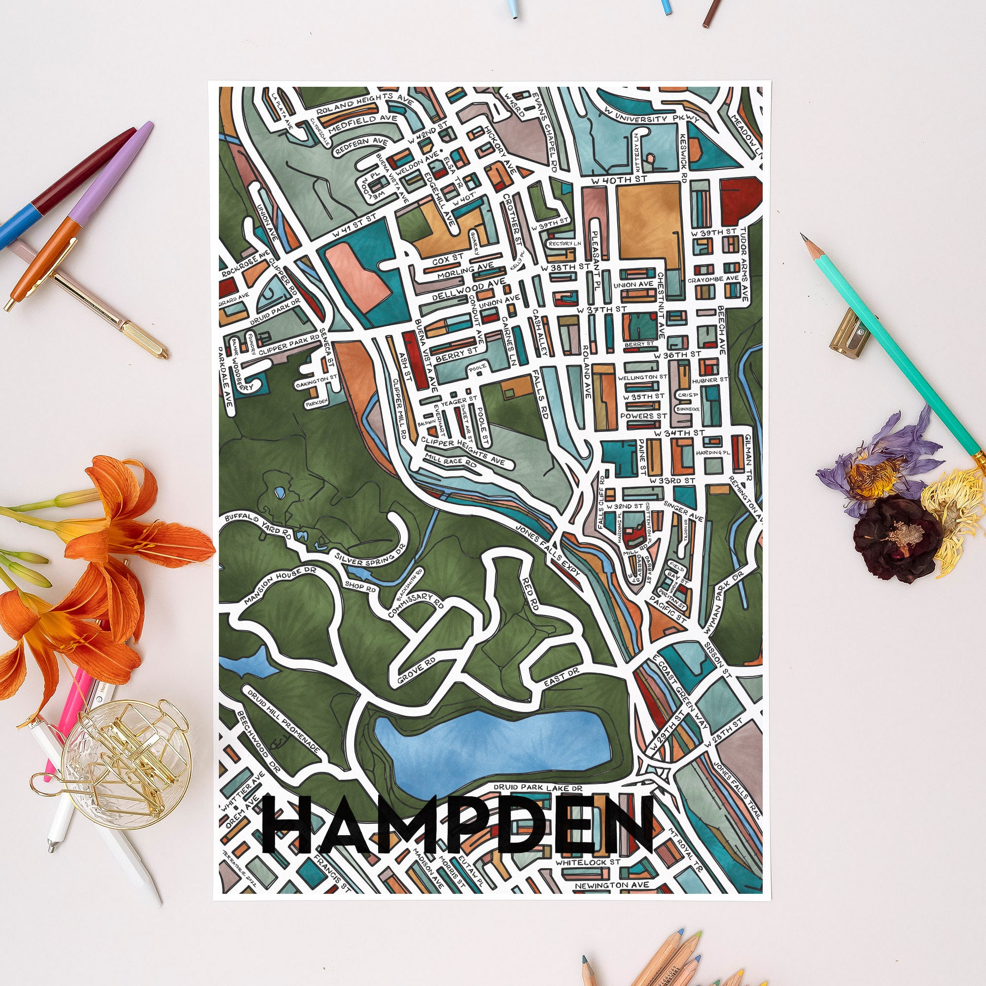 Hampden baltimore Neighborhood Map Art Print Etsy