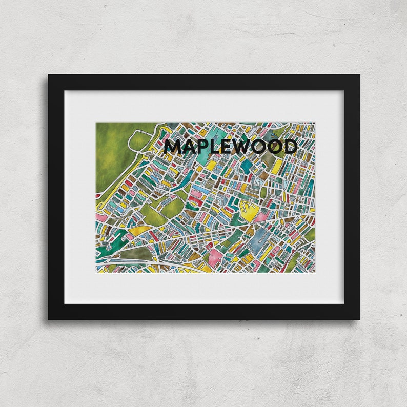 Maplewood New Jersey Neighborhood Map Art Print Etsy Nederland