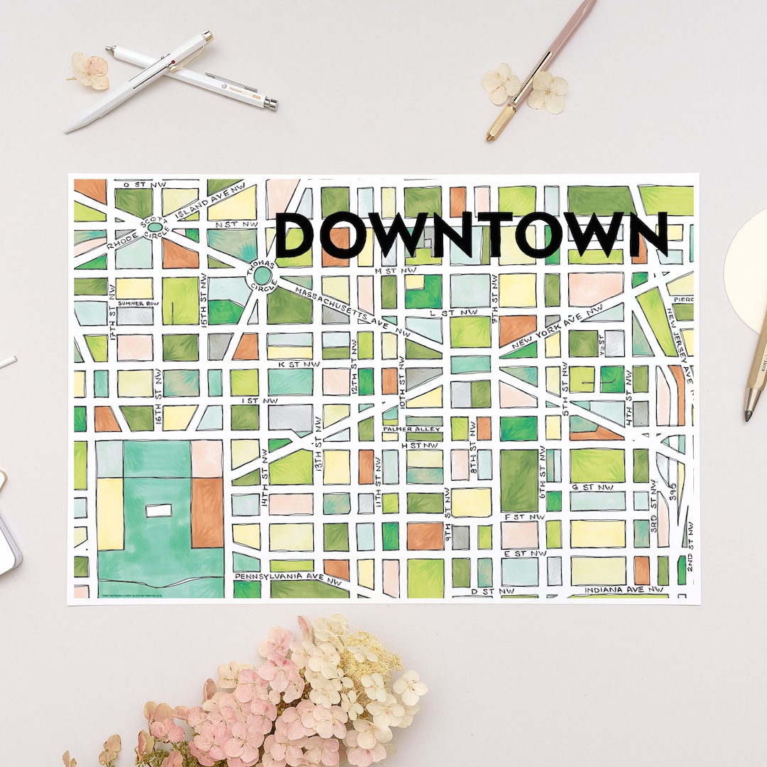 Downtown DC Neighborhood Map Art Print - Etsy