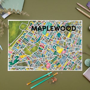Maplewood (New Jersey) Neighborhood Map Art Print