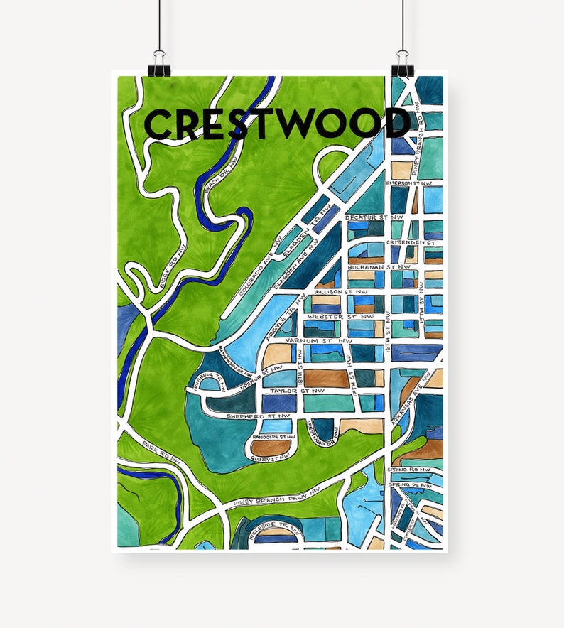 Crestwood Neighborhood Map Art Print Etsy