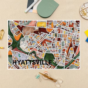 Hyattsville Neighborhood Map Art Print