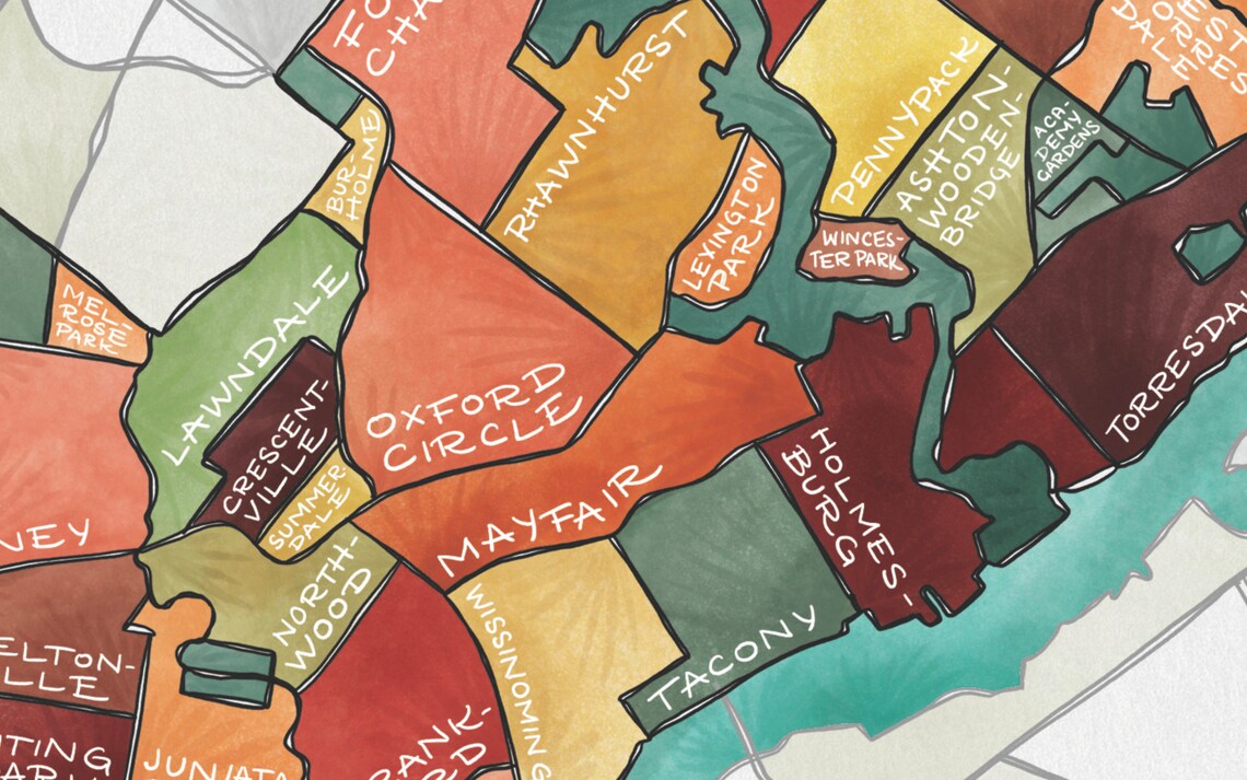 Philadelphia Neighborhoods Map Art Print - Etsy