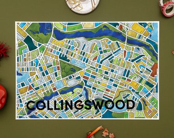 Collingswood (New Jersey) Neighborhood Map Art Print