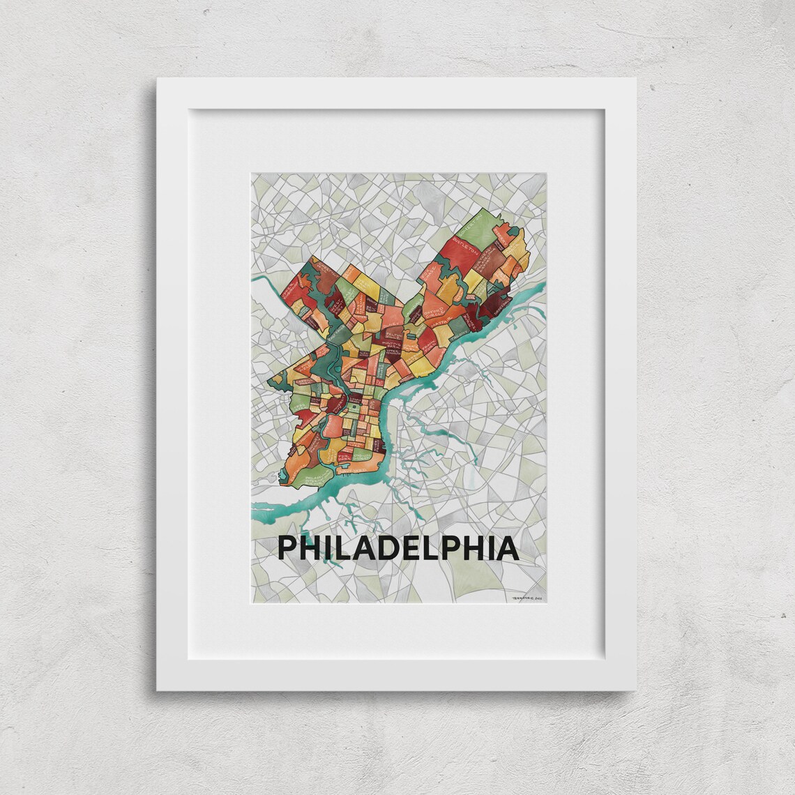 Philadelphia Neighborhoods Map Art Print - Etsy