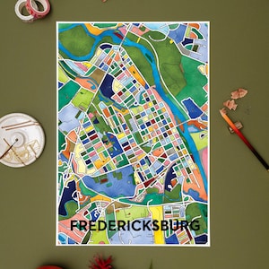 Fredericksburg Neighborhood Map Art Print