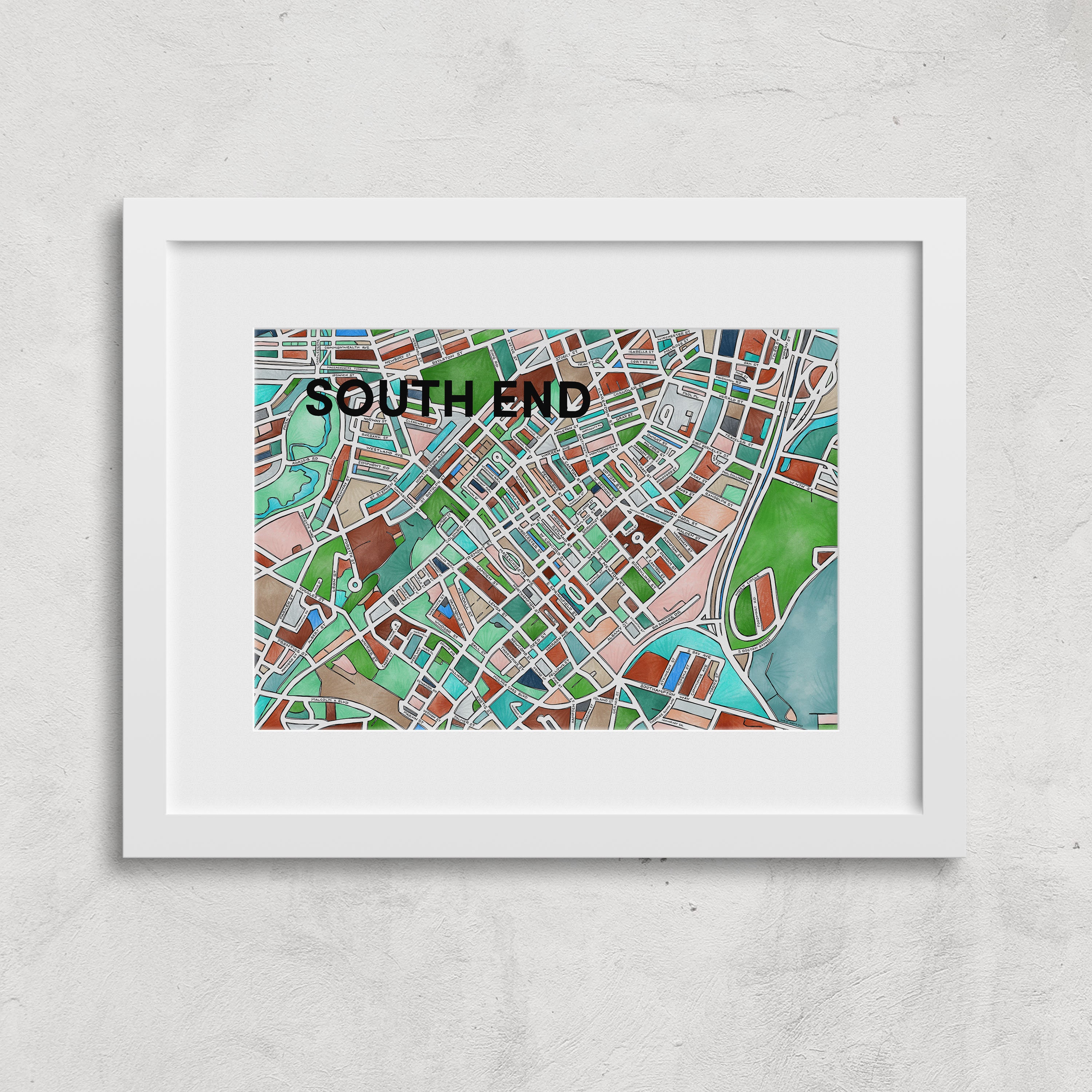 South End boston Neighborhood Map Art Print - Etsy