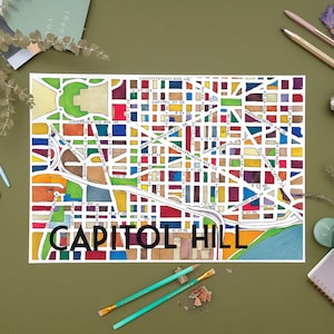 Capitol Hill Neighborhood Map Art Print