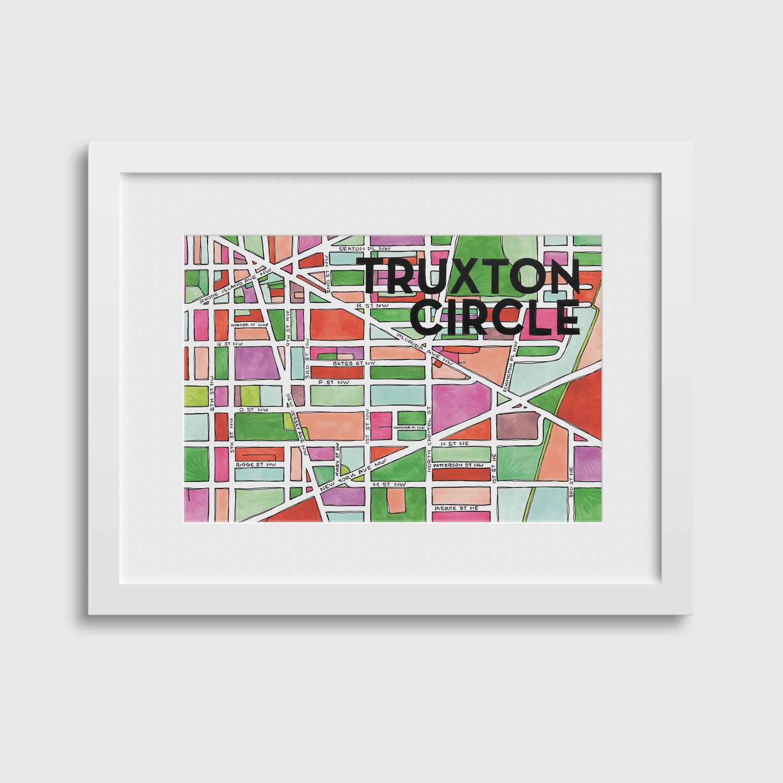 Truxton Circle Neighborhood Map Art Print Etsy