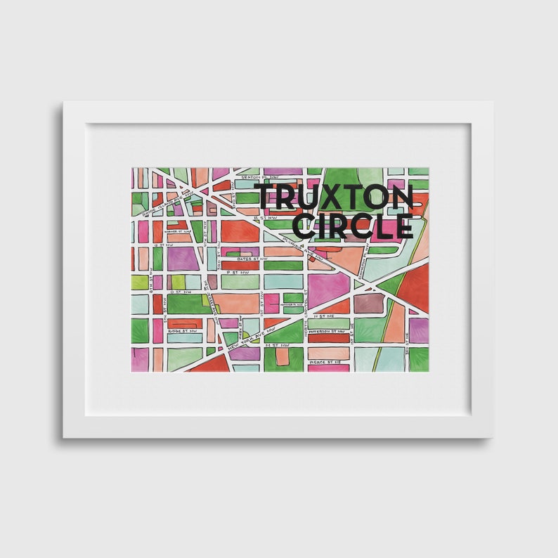 Truxton Circle Neighborhood Map Art Print Etsy