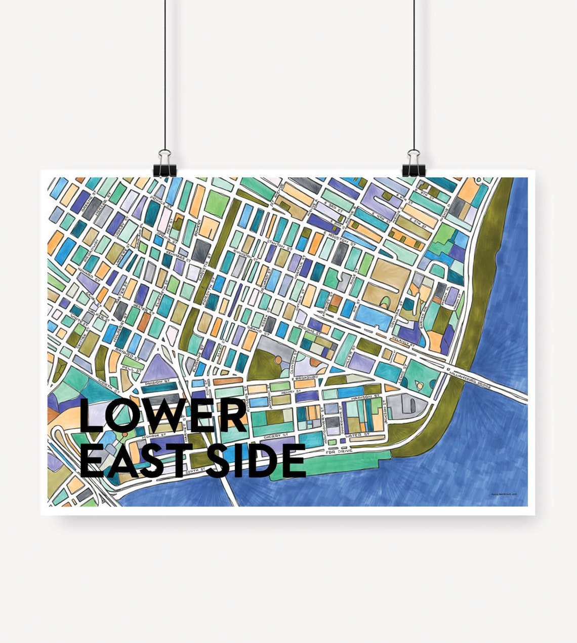 Lower East Side Neighborhood Map Art Print Etsy