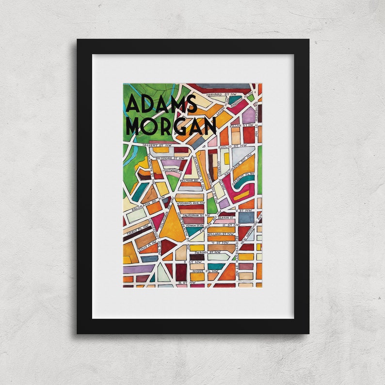 Adams Neighborhood Map Art Print Etsy