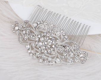Elegant Bridal hair Comb Hairpiece Bridal Rhinestone Crystal Comb, Rhinestone 1920's Veil Hair Comb Headpiece Hair piece Crystal Comb ZOEY