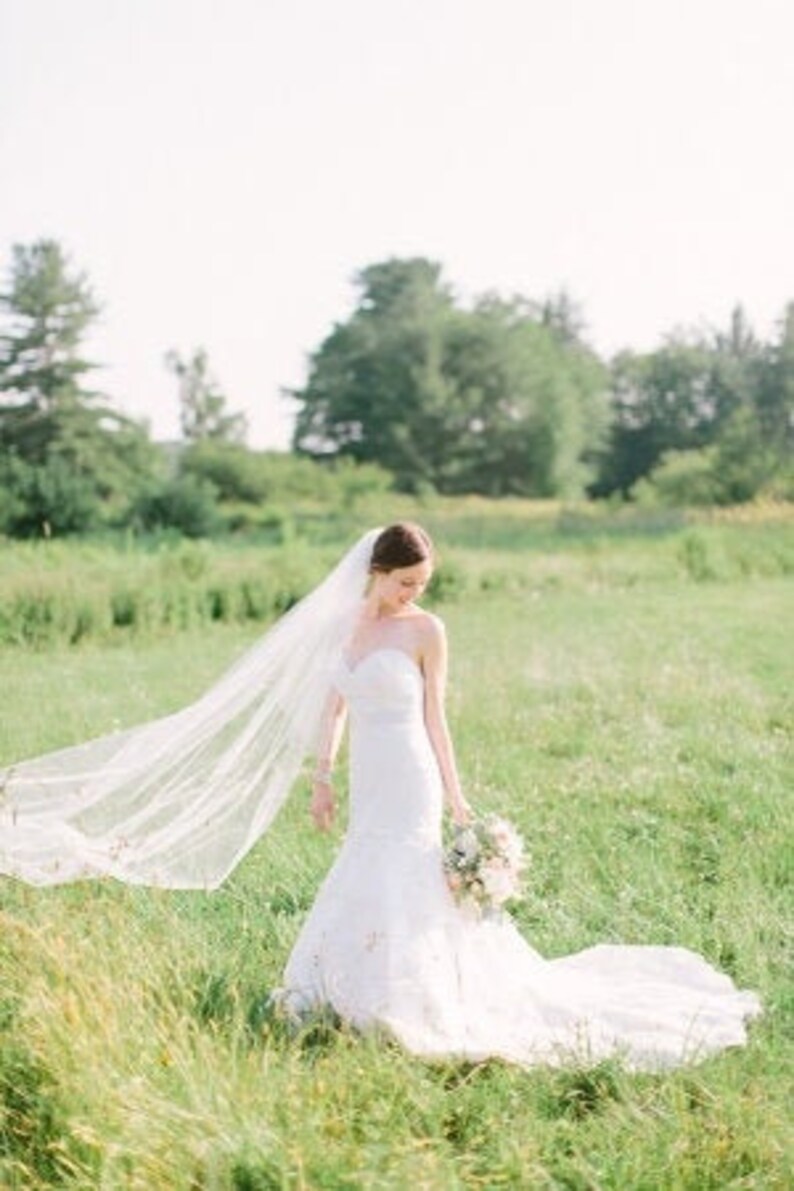 Cathedral Length Wedding Bridal Veil 108 Inches White Ivory Etsy