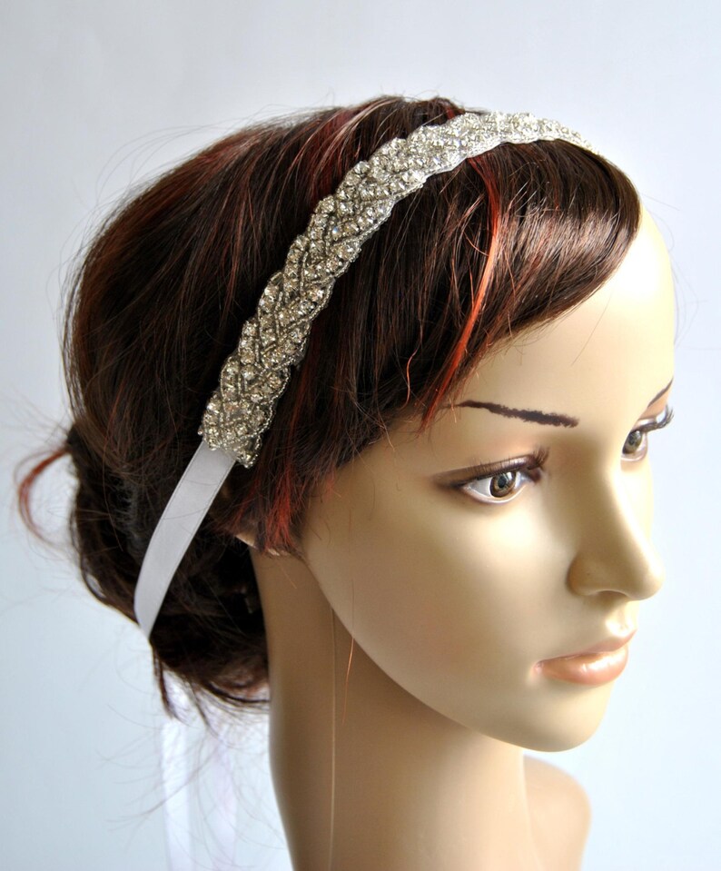 Luxury Crystal Rhinestone Tie on Headband headpiece Prom Etsy