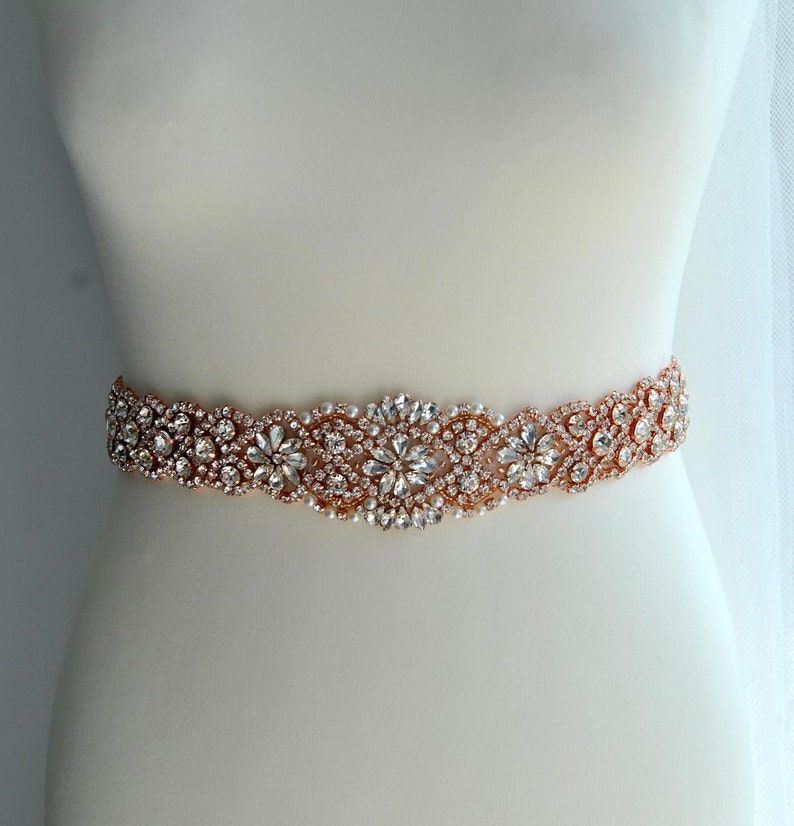 34 Rose Gold Wedding Dress Sash Belt All Around Long Etsy