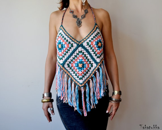 Cheap crochet fringe halter top Top Sellers Black Friday