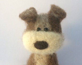 Brown dog needle felting kit ( starter kit )