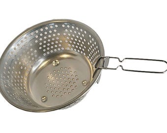 Vtg 1960s Aluminum Colander Strainer Footed Fruit Bowl Planter Farmhouse Kitchen