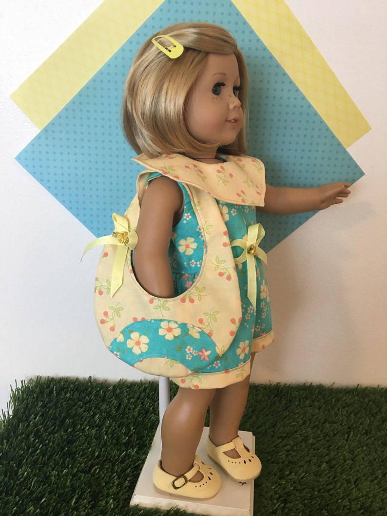 A Let's Play Jumpsuit, Bag for your 18 inch doll like American Girl® Spring BoutiquesSummerPatrioticFallBack to School. image 7