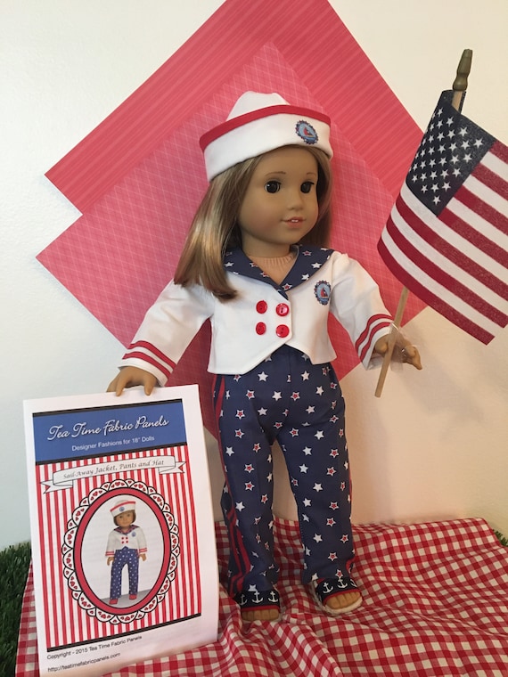 A "Sailor Outfit" for 18 Inch American Girl Doll, Jacket, Pants, Hat