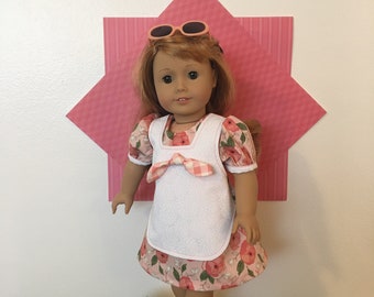 A "Country Rose" DRESS for your 18 inch doll like American Girl®; Sunday Best Dress; Hair Clip; Easter; Spring; Roses.