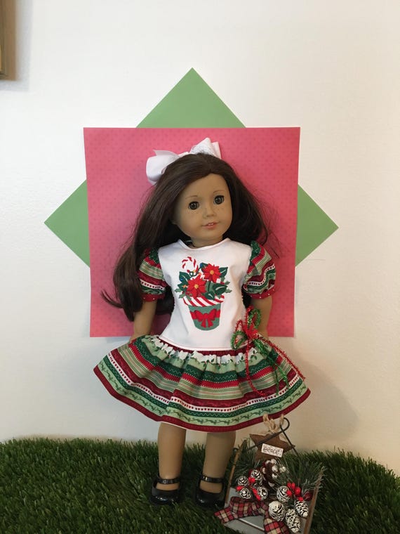 Poinsettia Christmas Dress for 18" Dolls: American Girl Doll Clothes