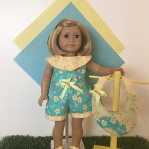 A Let's Play Jumpsuit, Bag for your 18 inch doll like American Girl® Spring BoutiquesSummerPatrioticFallBack to School. image 1