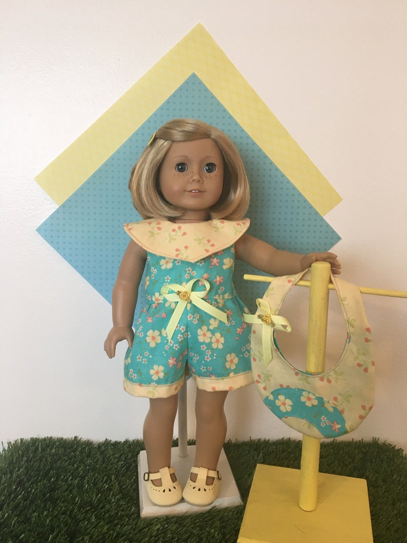 A Let's Play Jumpsuit, Bag for your 18 inch doll like American Girl® Spring BoutiquesSummerPatrioticFallBack to School. image 1