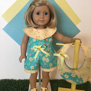 A Let's Play Jumpsuit, Bag for your 18 inch doll like American Girl® Spring BoutiquesSummerPatrioticFallBack to School. image 5