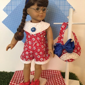 A Let's Play Jumpsuit, Bag for your 18 inch doll like American Girl® Spring BoutiquesSummerPatrioticFallBack to School. image 9