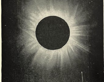 SUN'S CORONA, Total Eclipse, 1920 Antique Astronomy Print - Mounted-Matted Ready for Framing