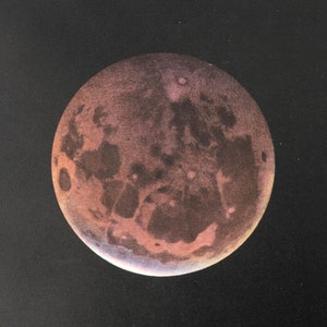 MONDFINSTERNIS 1950 Vintage Astronomie Druck, Mondfinsternis, großer kosmischer Farbdruck