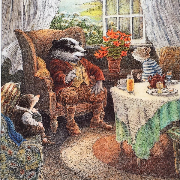 Wind in the Willows Large Mounted Print by Inga Moore. Matted Vintage Colour Print