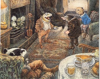 Wind in the Willows Large Mounted Print by Inga Moore. Matted Vintage Colour Print