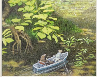 Wind in the Willows Large Mounted Print by Inga Moore. Matted Vintage Colour Print