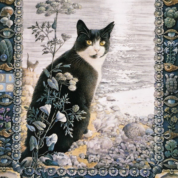CANCER CAT Print by Lesley Anne Ivory - Astrology & Star Signs - Vintage Book Illustration For Framing