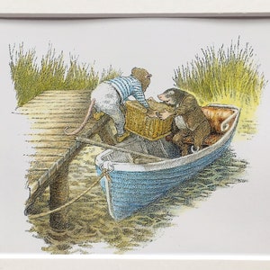 Wind in the Willows Small Mounted Print by Inga Moore. Matted Vintage Colour Print