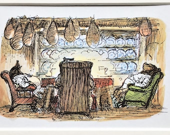 Wind in the Willows Mounted Print by Ernest Shepard. Matted Vintage Colour Print