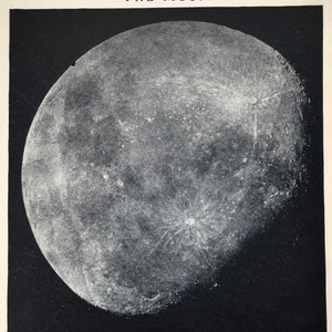 MOON, 1880 Antique Astronomy Print - Lunar Surface, Craters, Astronomical Print, Lithograph