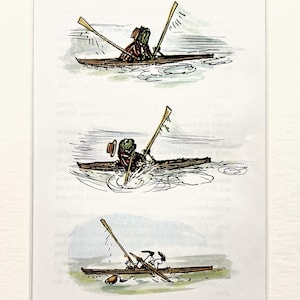 Wind in the Willows Large Mounted Print by Ernest Shepard. Matted Vintage Colour Print