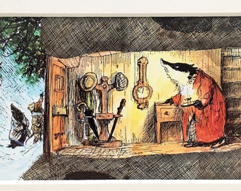 Wind in the Willows Mounted Print by Ernest Shepard. Matted Vintage Colour Print